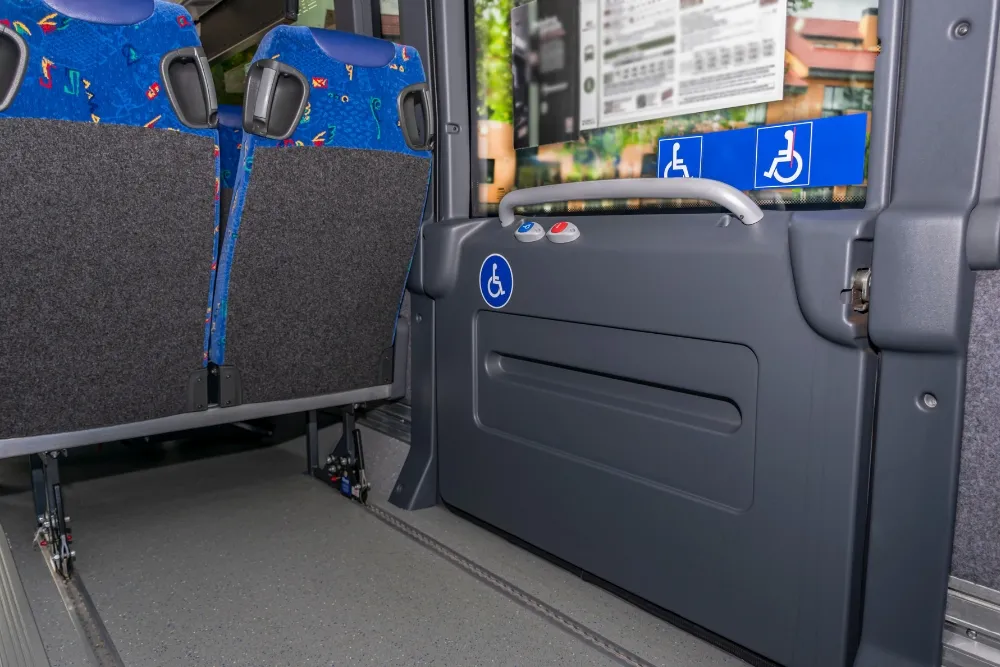 public transportation with accessible space for disabled person